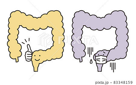 シンプル　イラスト　元気な大腸と元気のない大腸 83348159
