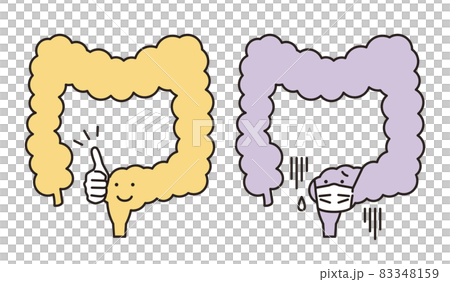 シンプル　イラスト　元気な大腸と元気のない大腸 83348159