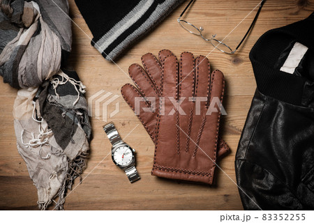 closeup brown leather gloves closeup brown leather gloves 83352255