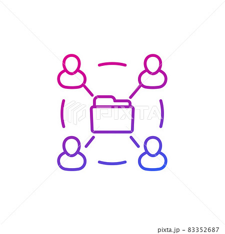 shared folder, remote work line icon on white 83352687