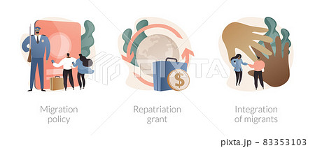 Peoples resettling abstract concept vector illustrations. Peoples resettling abstract concept vector illustrations. 83353103