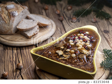 Rough pate with hazelnuts and mushrooms Rough pate with hazelnuts and mushrooms 83353648