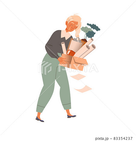 Fired crying female employee leaving job vector illustration Fired crying female employee leaving job vector illustration 83354237