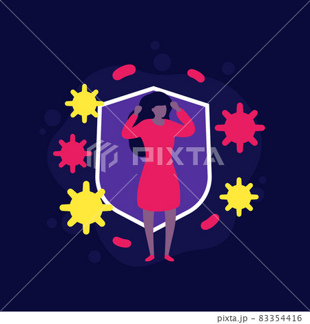 immune system and viruses, vector art 83354416