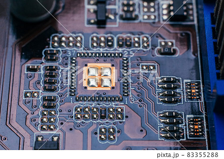 Circuit board repair. Electronic hardware modern technology. Motherboard digital personal computer chip. Tech science background. Integrated communication processor. Information engineering component Circuit board repair. Electronic hardware modern technology. Motherboard digital personal computer chip. Tech science background. Integrated communication processor. Information engineering component 83355288