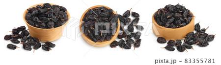 Black raisin isolated on white background with clipping path. Top view. Flat lay. Set or collection Black raisin isolated on white background with clipping path. Top view. Flat lay. Set or collection 83355781