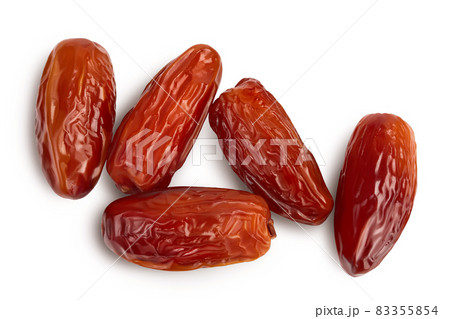 Dates isolated on white background with clipping path. Top view. Flat lay 83355854