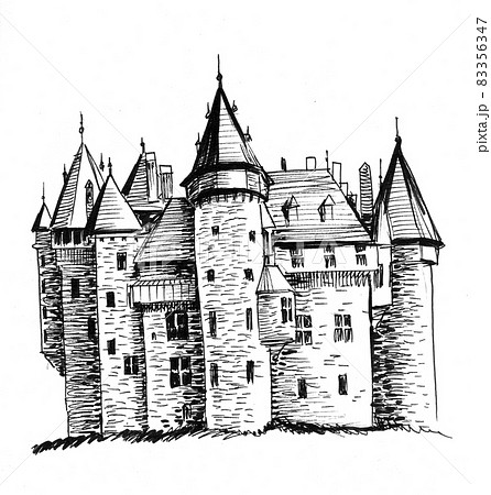 Medieval castle drawing  Effigia  Drawings  Illustration Buildings   Architecture Residences Villas Manors  Plantations  ArtPal