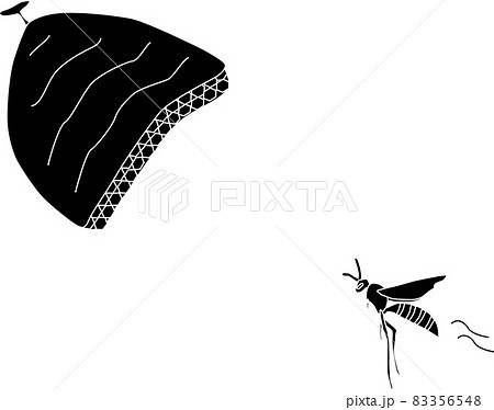 蜂と蜂の巣のイメージ シルエット のイラスト素材