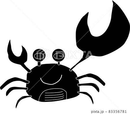 ハサミをアピールするカニのシルエットのイラスト素材