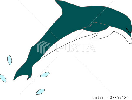 海から飛び出すイルカのイラスト素材