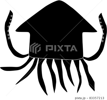 コミカルなイカのシルエット コミカルなイカのシルエット 83357213