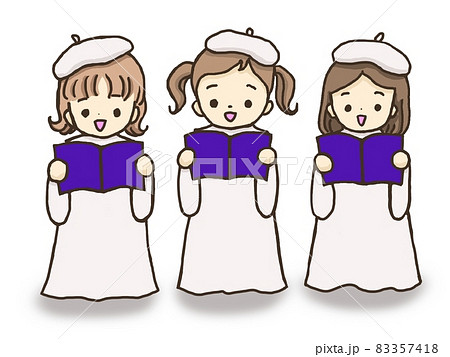 女の子が歌を歌っている聖歌隊のイラストのイラスト素材