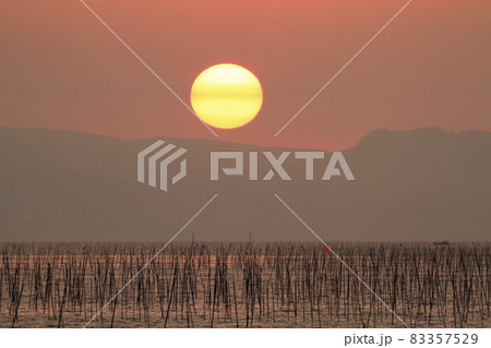 大牟田市 有明海 夕暮れ、 大牟田市 有明海 夕暮れ、 83357529