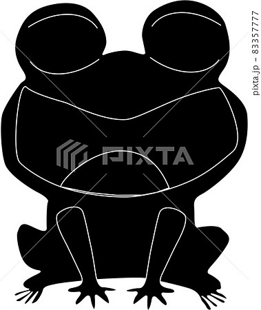 笑うカエルのシルエットのイラスト素材