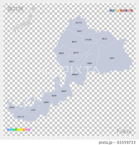 福井県の地図・Fukui・市町村名 83359733