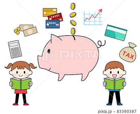 piggy bank with money clipart for children