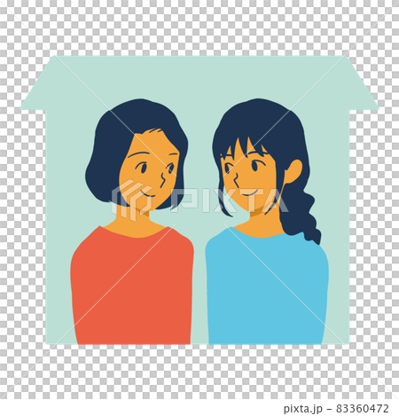 同じ家にすむ同性カップルのイラスト 同じ家にすむ同性カップルのイラスト 83360472