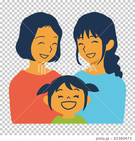 Illustration of a smiling same-sex partner and a girl's family 83360473