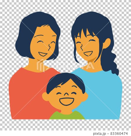 笑顔の同性パートナーと男の子の家族のイラスト 83360474