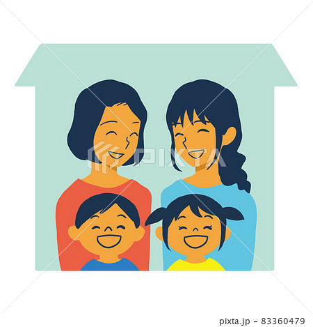 同性パートナーと男女の子供のイラスト 同性パートナーと男女の子供のイラスト 83360479