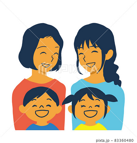 同性パートナーと男女の子供のイラスト 同性パートナーと男女の子供のイラスト 83360480