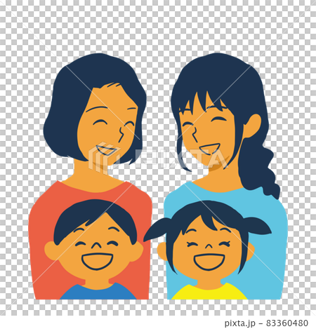 同性パートナーと男女の子供のイラスト 同性パートナーと男女の子供のイラスト 83360480
