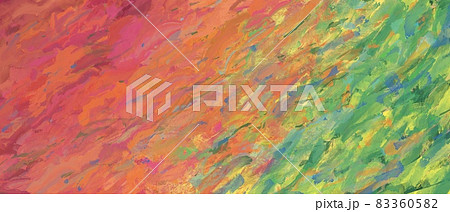油彩抽象背景 ピンクと緑のエネルギッシュでラフな筆跡 マルチカラー 油絵 カラフル アート バナーのイラスト素材 3605