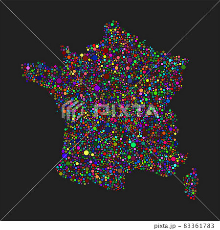 Creative map France from random color dots 83361783