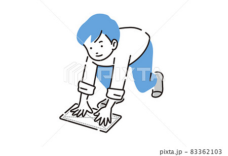 人物 雑巾掛けをする男の子 83362103