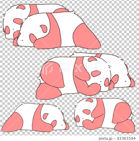 ねころぶ2匹の赤ちゃんパンダたち（赤色） 83363584