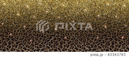 Luxury Gold Glitter Banner with Leopard Pattern 83363765