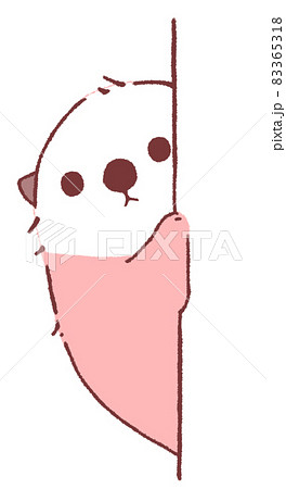 物陰からひょっこりと顔をだすラッコ 赤色 のイラスト素材