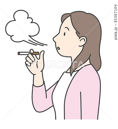 タバコを吸っている女性のイラスト素材