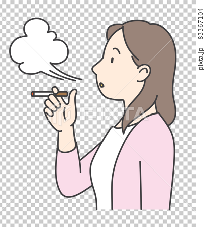 タバコを吸っている女性のイラスト素材