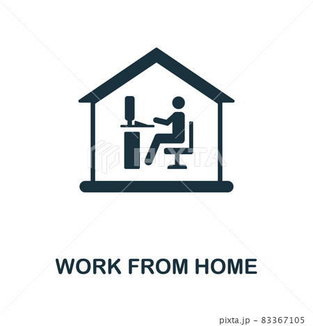 Work From Home icon. Monochrome sign from hospital regime collection. Creative Work From Home icon illustration for web design, infographics and more 83367105