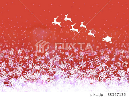 雪空を走るサンタクロースの赤いイラスト 83367136