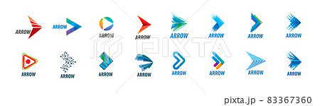 A set of vector abstract logos in the form of arrows 83367360