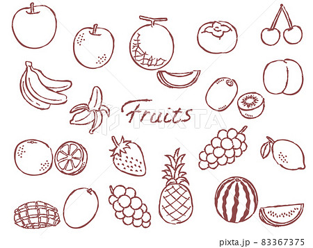 果物 フルーツ 筆絵風 セット イラスト 83367375