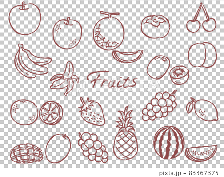 果物 フルーツ 筆絵風 セット イラスト 83367375