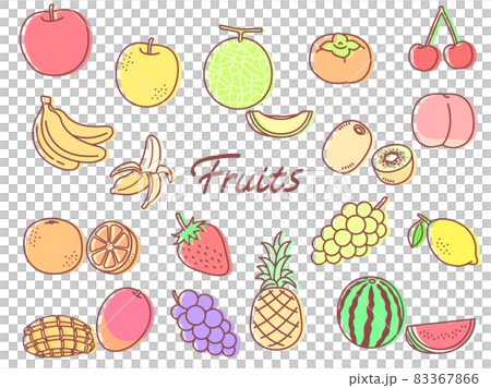 帶顏色集插圖的水果水果線繪製 83367866