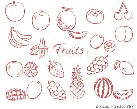 果物 フルーツ かすれた線画 セット イラスト 83367867