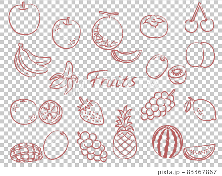 果物 フルーツ かすれた線画 セット イラスト 83367867
