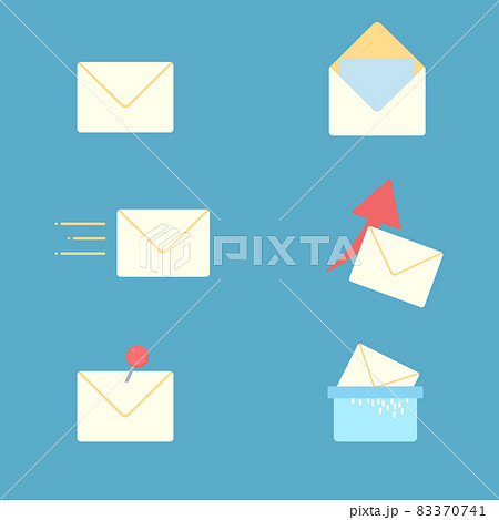 シンプルでかわいいメールのイラストセットのイラスト素材
