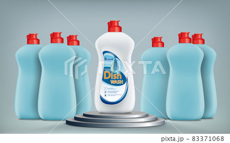 Dishwashing liquid soap on the winners podium. 83371068