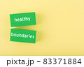 Mental health and healthy boundaries concept on yellow background with copy space 83371884