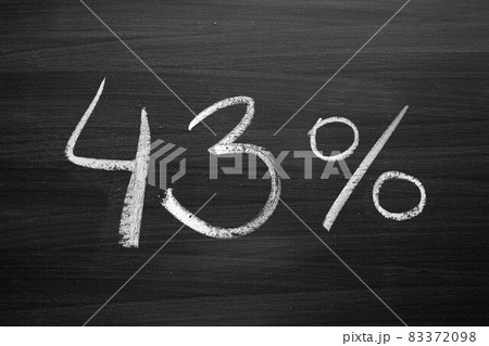 43 percent header written with a chalk on the blackboard 83372098