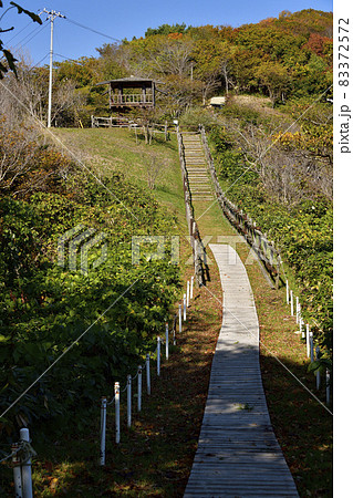 北海道豊浦町で国指定名勝ピリカカノカカムイチャシ史跡公園の風景を撮影 北海道豊浦町で国指定名勝ピリカカノカカムイチャシ史跡公園の風景を撮影 83372572