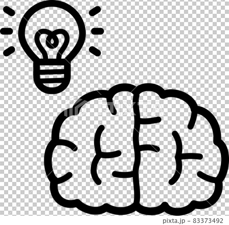 脳と電球のデフォルメイラスト 83373492