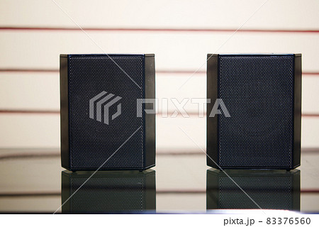 a sound speaker on table with copy space , 83376560